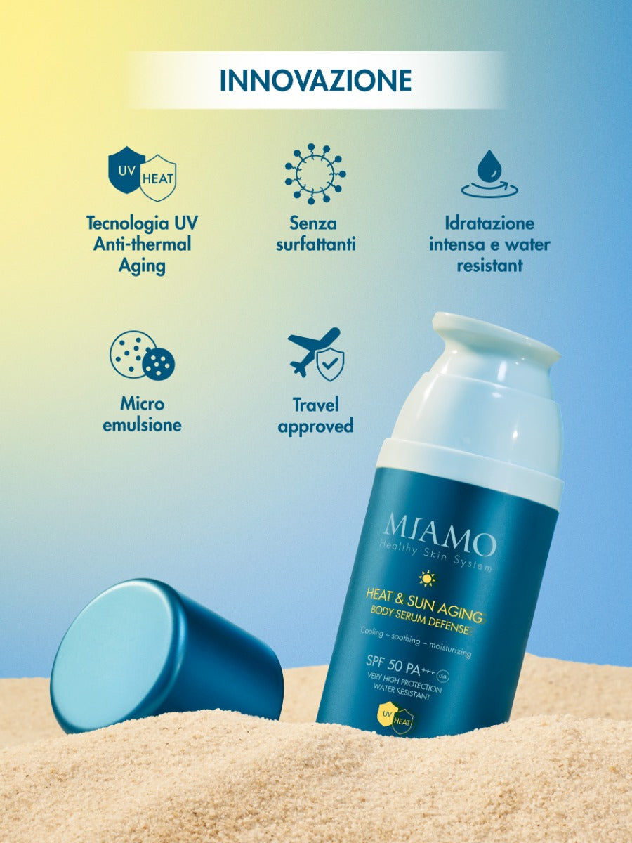 HEAT & SUN AGING BODY SERUM DEFENSE (PACKAGING 2026) Siero solare corpo SPF 50 PA+++